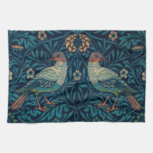 William Morris Vintage Blau Vögel Muster Geschirrtuch