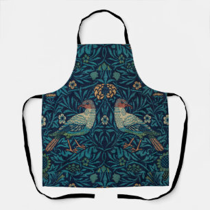 William Morris Vintage Blau Vögel Muster Schürze