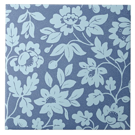 William Morris, Vintage blaue Blüten, Fliese (Vorderseite)