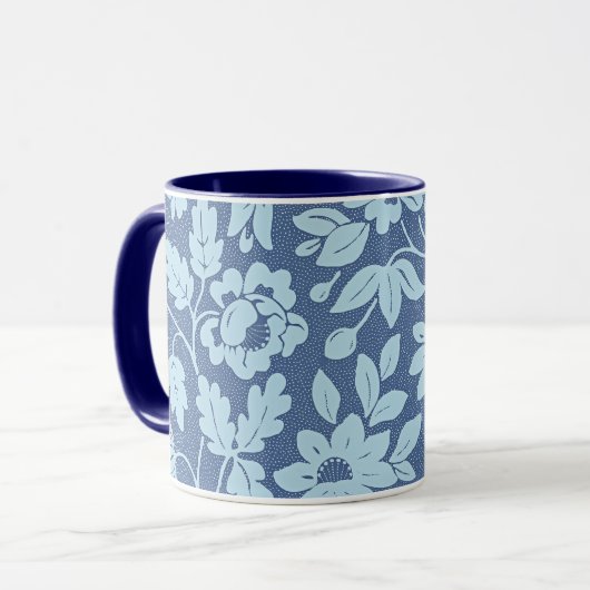 William Morris, Vintage blaue Blüten, Tasse (Vorderseite Links)
