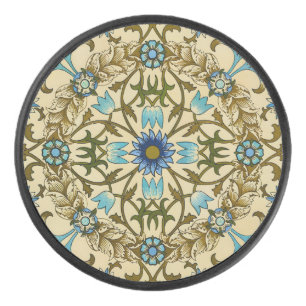 William Morris Vintage Blaue Rebe Nahtloses Muster Eishockey Puck