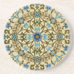 William Morris Vintage Blaue Rebe Nahtloses Muster Getränkeuntersetzer
