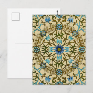 William Morris Vintage Blaue Rebe Nahtloses Muster Postkarte