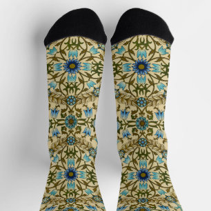 William Morris Vintage Blaue Rebe Nahtloses Muster Socken