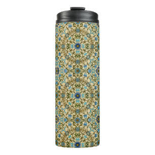 William Morris Vintage Blaue Rebe Nahtloses Muster Thermosbecher