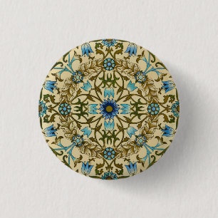 William Morris Vintage Blaue Reben Nahtloses Muste Button