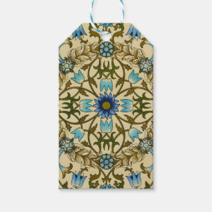 William Morris Vintage Blaue Reben Nahtloses Muste Geschenkanhänger