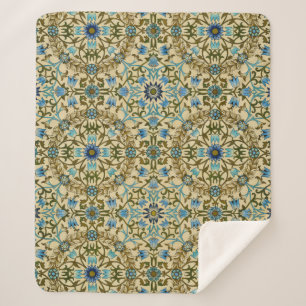 William Morris Vintage Blaue Reben Nahtloses Muste Sherpadecke