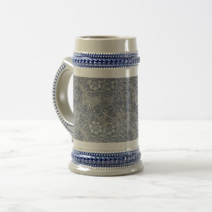 William Morris Vintage Blaues Blumenmuster Bierglas