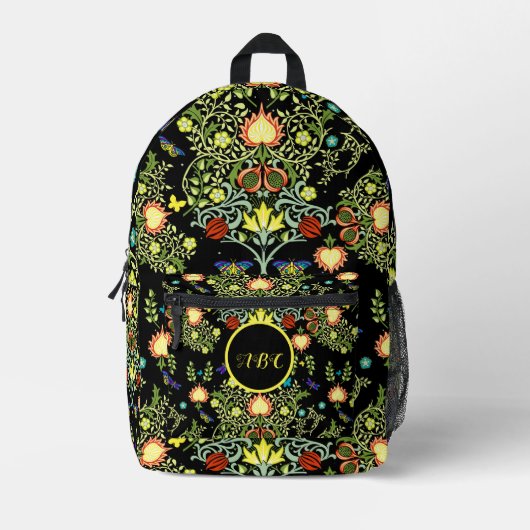 William Morris Vintage Blume Monogram Bedruckter Rucksack (Vorderseite)