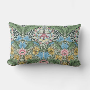 William Morris Vintage Blumen Gelb Blau Lendenkissen