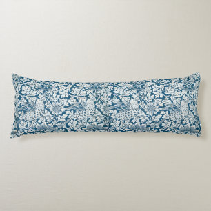William Morris Vintage Blumen Vögel Blau Weiß Seitenschläferkissen