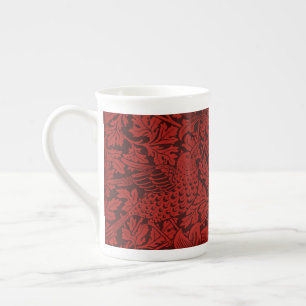 William Morris Vintage Blumen Vögel Rot Porzellantasse