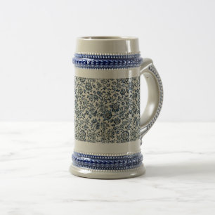 William Morris Vintage Blumenmuster Blau Weiß Bierglas
