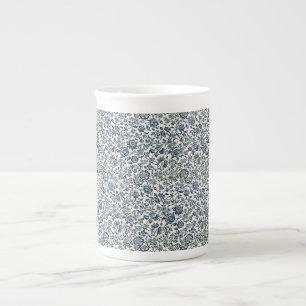 William Morris Vintage Blumenmuster Blau Weiß Porzellantasse