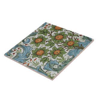 William Morris Vintage Blumenmuster Gelb Grün Blau Fliese