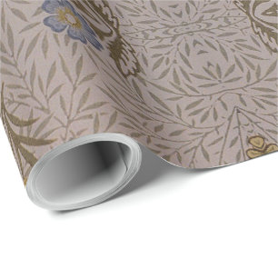 William Morris Vintage-Blumenmuster Laub Blau Geschenkpapier