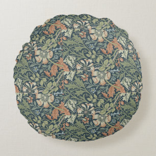William Morris Vintage Blumenmuster Rosa Grün Comp Rundes Kissen
