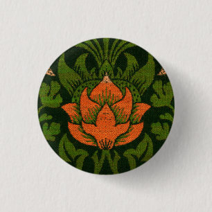 William Morris Vintage Blumenviolett und Akelei Button
