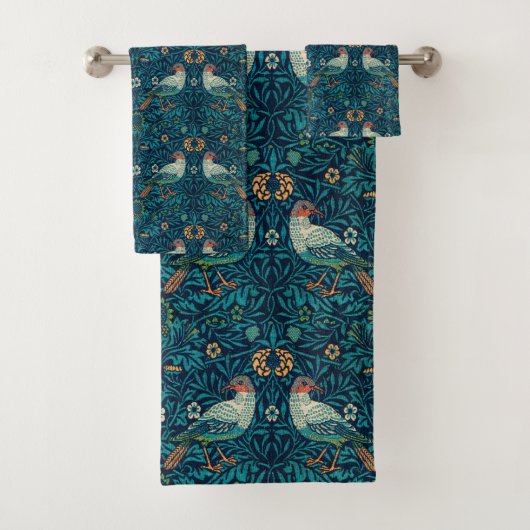 William Morris - Vintage Blumenvögel Badhandtuch Set (Insitu)