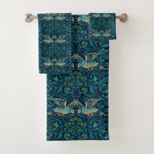 William Morris - Vintage Blumenvögel Badhandtuch Set