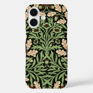 William Morris Vintage Eiche Schwarz Rot Muster iPhone 16 Hülle