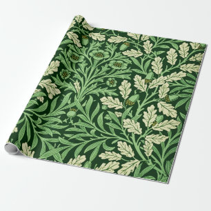 William Morris Vintage Eichen-Ahorn-Muster in Grün Geschenkpapier