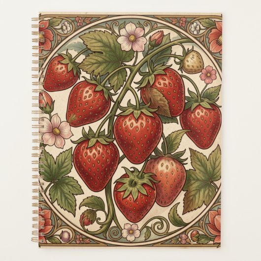 William Morris vintage Erdbeere Blumenmuster Planer (Vorderseite)