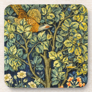 William Morris Vintage Fasan Eichhörnchen Blume Getränkeuntersetzer