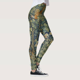 William Morris Vintage Fasan Eichhörnchen Blume Leggings