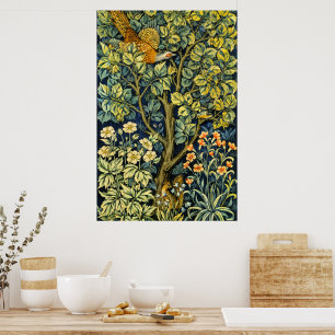 William Morris Vintage Fasan Eichhörnchen Blume Poster