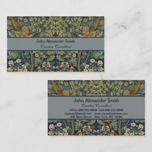William Morris Vintage Fasan Eichhörnchen Blume Visitenkarte