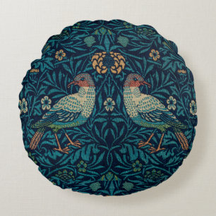 William Morris Vintage Floral Bird Rundes Kissen