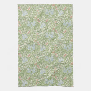 William Morris Vintage Floral Blau Grün Rosa Iris Geschirrtuch