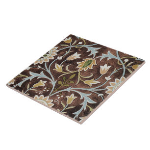 William Morris Vintage Floral Braun Blau Grün Fliese
