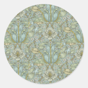William Morris Vintage Floral Frühjahrsdickicht Runder Aufkleber