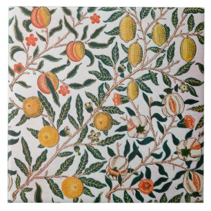 William Morris Vintage Fruit Granatapfel Weiß Fliese