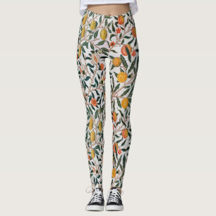 William Morris Vintage Fruit Granatapfel Weiß Leggings