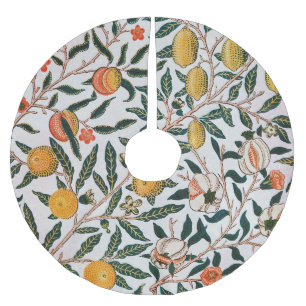 William Morris Vintage Fruit Granatapfel Weiß Polyester Weihnachtsbaumdecke