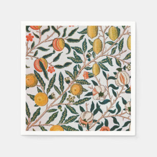 William Morris Vintage Fruit Granatapfel Weiß Serviette