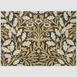 William Morris Vintage Gold Schwarz Eichenmuster Seidenpapier