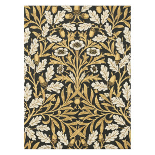 William Morris Vintage Gold Schwarz Eichenmuster Tischdecke