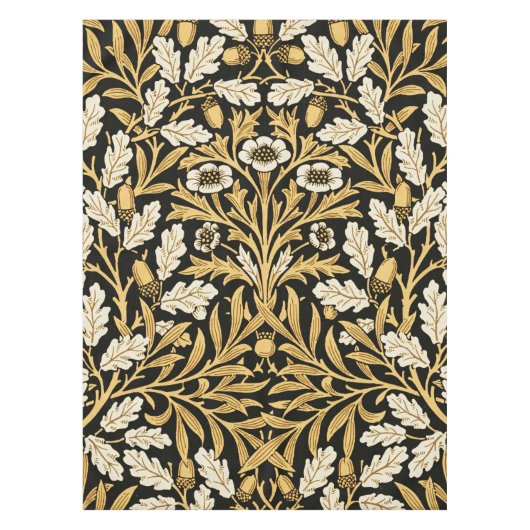 William Morris Vintage Gold Schwarz Eichenmuster Tischdecke (Vorderseite)