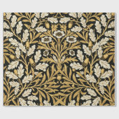 William Morris Vintage Gold Schwarzes Eichenmuster Geschenkpapier (Flach)