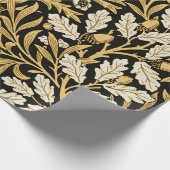 William Morris Vintage Gold Schwarzes Eichenmuster Geschenkpapier (Ecke)