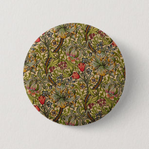 William Morris Vintage Golden Lilly Blumendesign Button