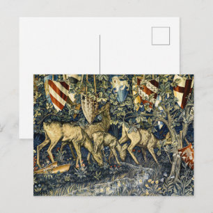 William Morris Vintage-Hirsch- und Schild-Tapeten- Postkarte