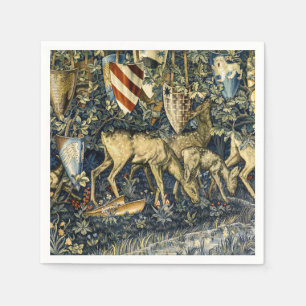William Morris Vintage-Hirsch- und Schild-Tapeten- Serviette