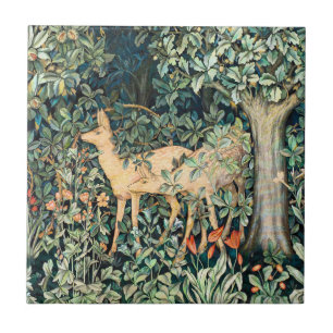 William Morris Vintage-Hirsch-Waldflora-Kunst Fliese