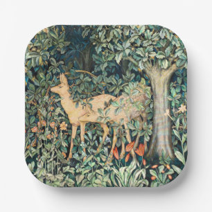 William Morris Vintage-Hirsch-Waldflora-Kunst Pappteller